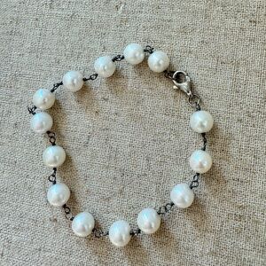 Pearl Silver Link Bracelet